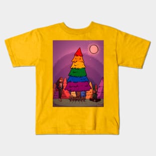 Lgbtq+ christmas tree rainbow gift design Kids T-Shirt